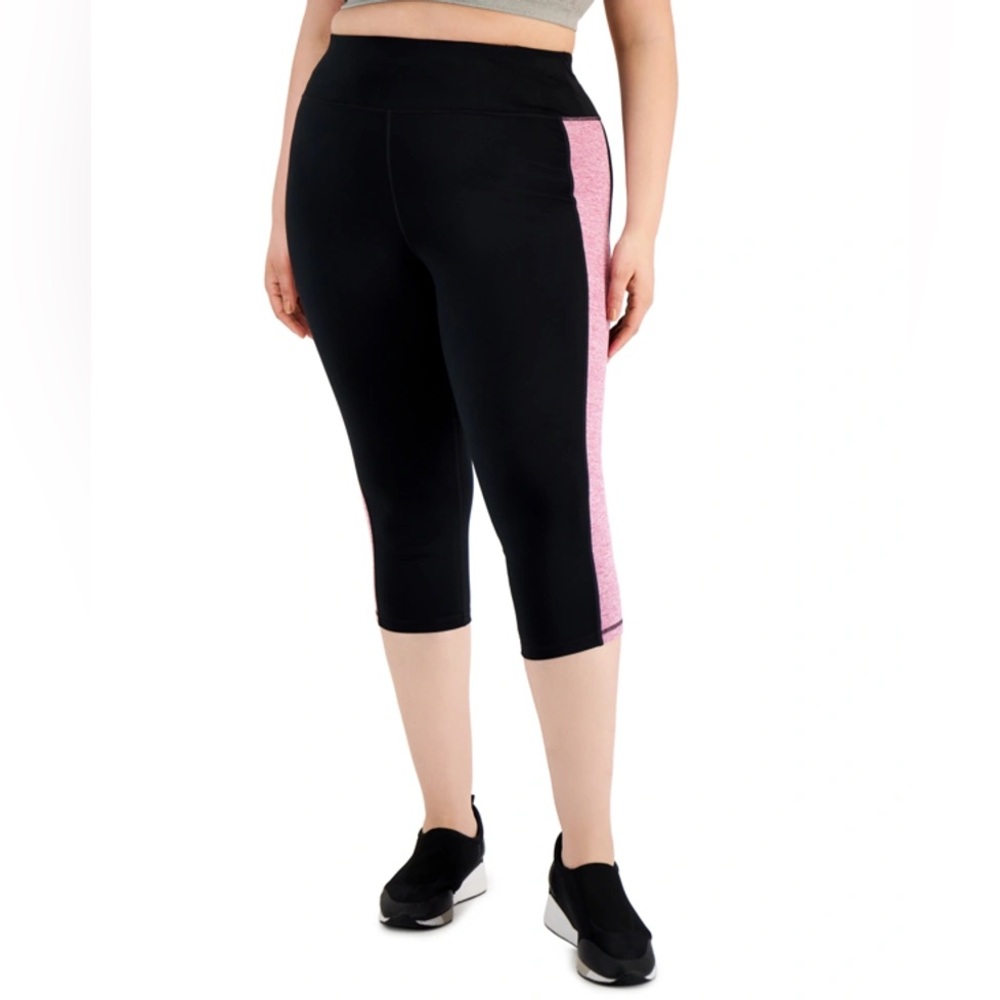 ID Ideology Colorblocked Cropped Leggings in Noir Purple, Plus Size 3X New w/Tag - Picture 3 of 5